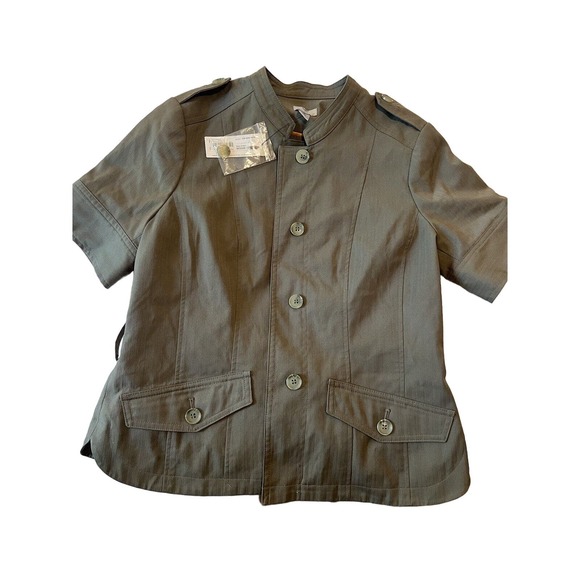Worthington Blazer Olive Green Lined Epaulettes Short Sleeve Size M - Picture 1 of 4